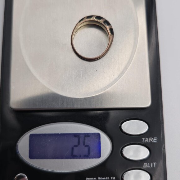 Size 7 Silver And Copper Tone Black Inlay Ring A3039 - Picture 7 of 7